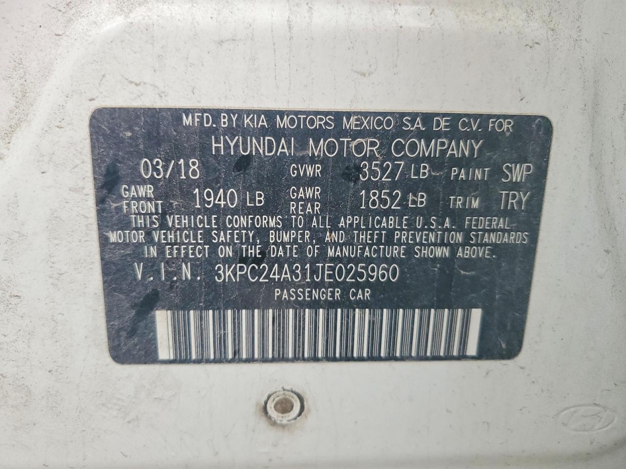 2018 Hyundai Accent se VIN 3KPC24A31JE025960 photo 12