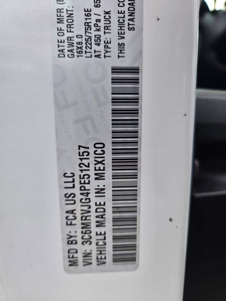 2023 RAM Promaster VIN 3C6MRVJG4PE512157 photo 10