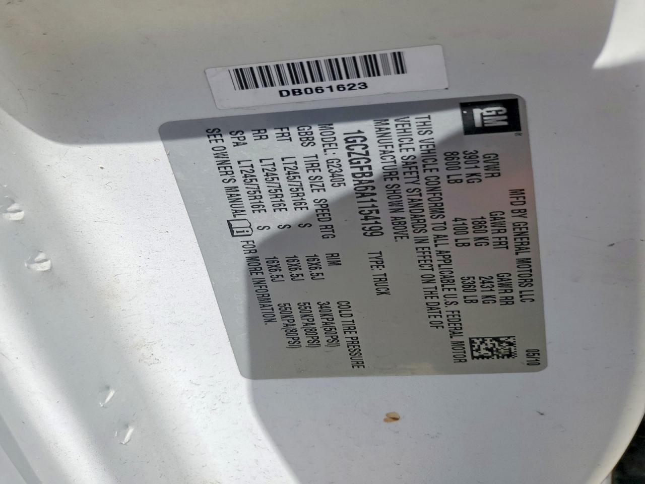 2010 CHEV Express VIN 1GCZGFBA6A1154199 photo 12