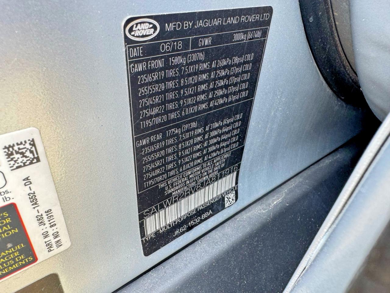 2018 LAND Rangerover VIN SALWR2RV8JA811916 photo 12