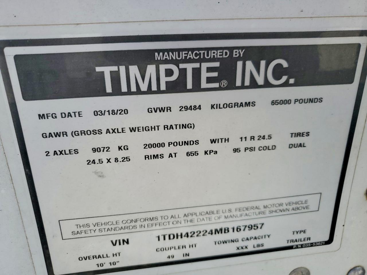 2021 TIMPTE All models VIN 1TDH42224MB167957 photo 10