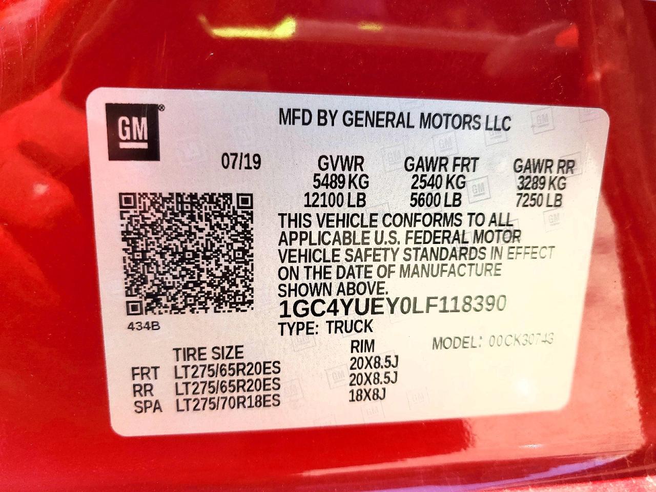 2020 Chevrolet Silverado VIN 1GC4YUEY0LF118390 photo 12