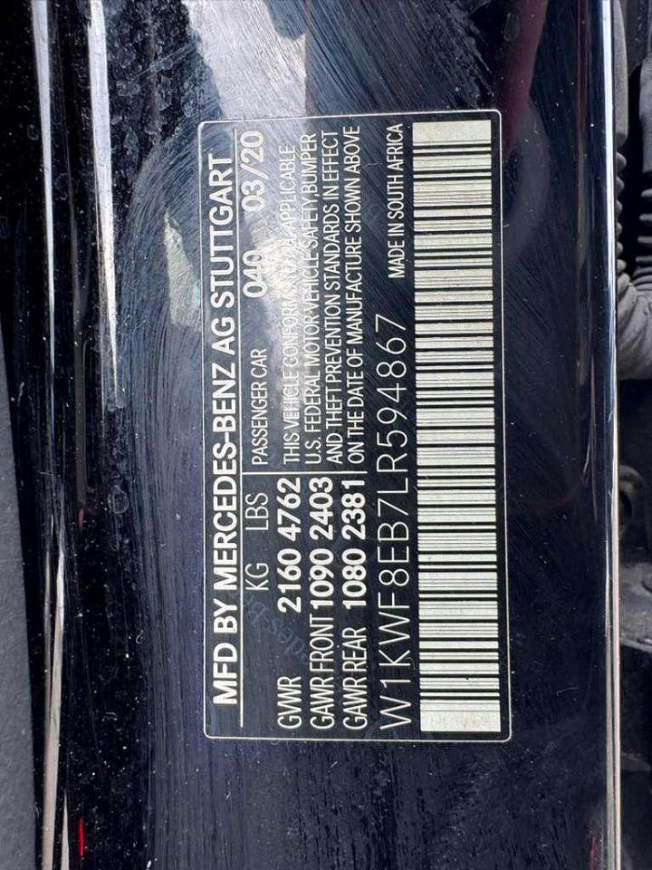 2020 MERCEDES-BENZ C class VIN W1KWF8EB7LR594867 photo 10