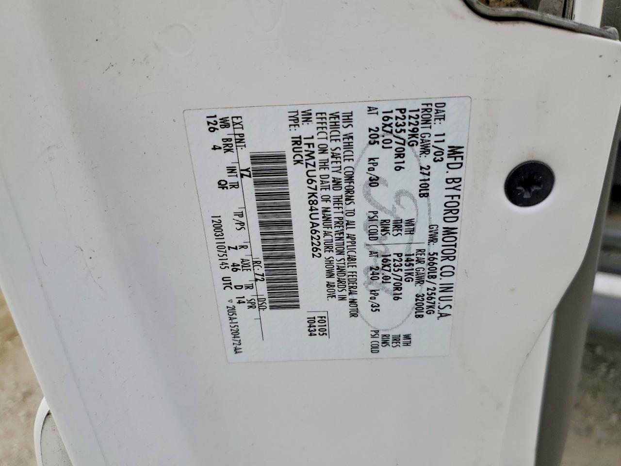 2004 Ford Explorer VIN 1FMZU67K84UA62262 photo 12