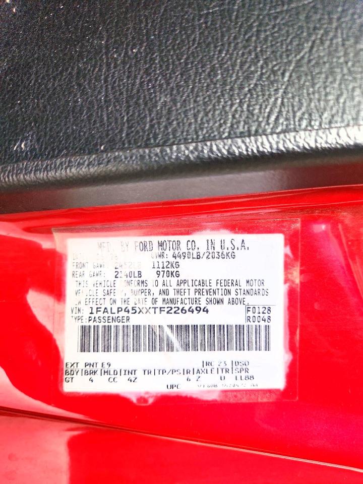 1996 Ford Mustang VIN 1FALP45XXTF226494 photo 12