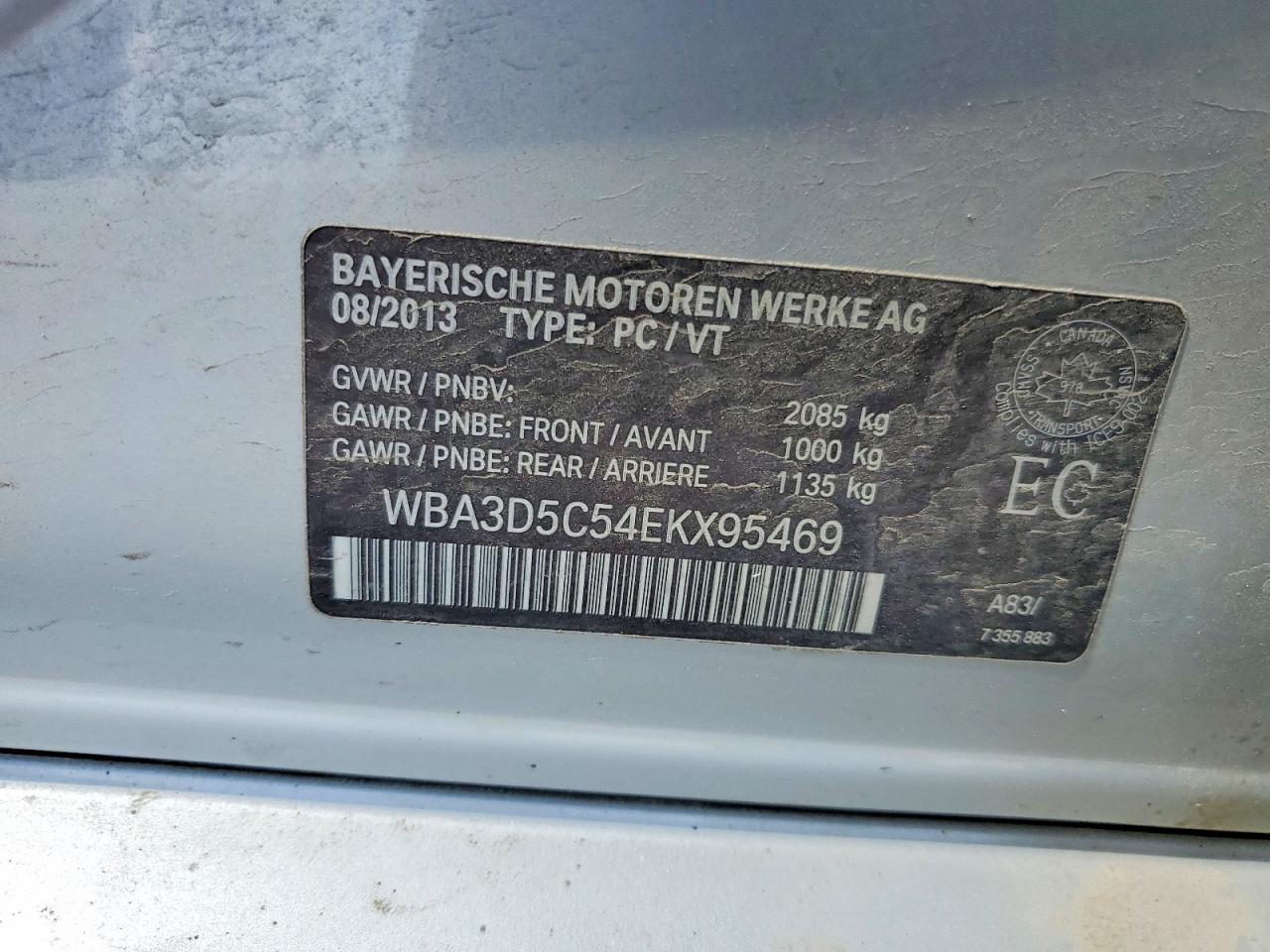 2014 BMW 3 series VIN WBA3D5C54EKX95469 photo 12