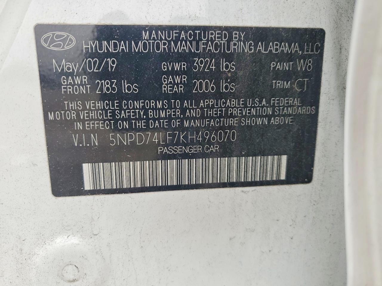 2019 Hyundai Elantra VIN 5NPD74LF7KH496070 photo 12