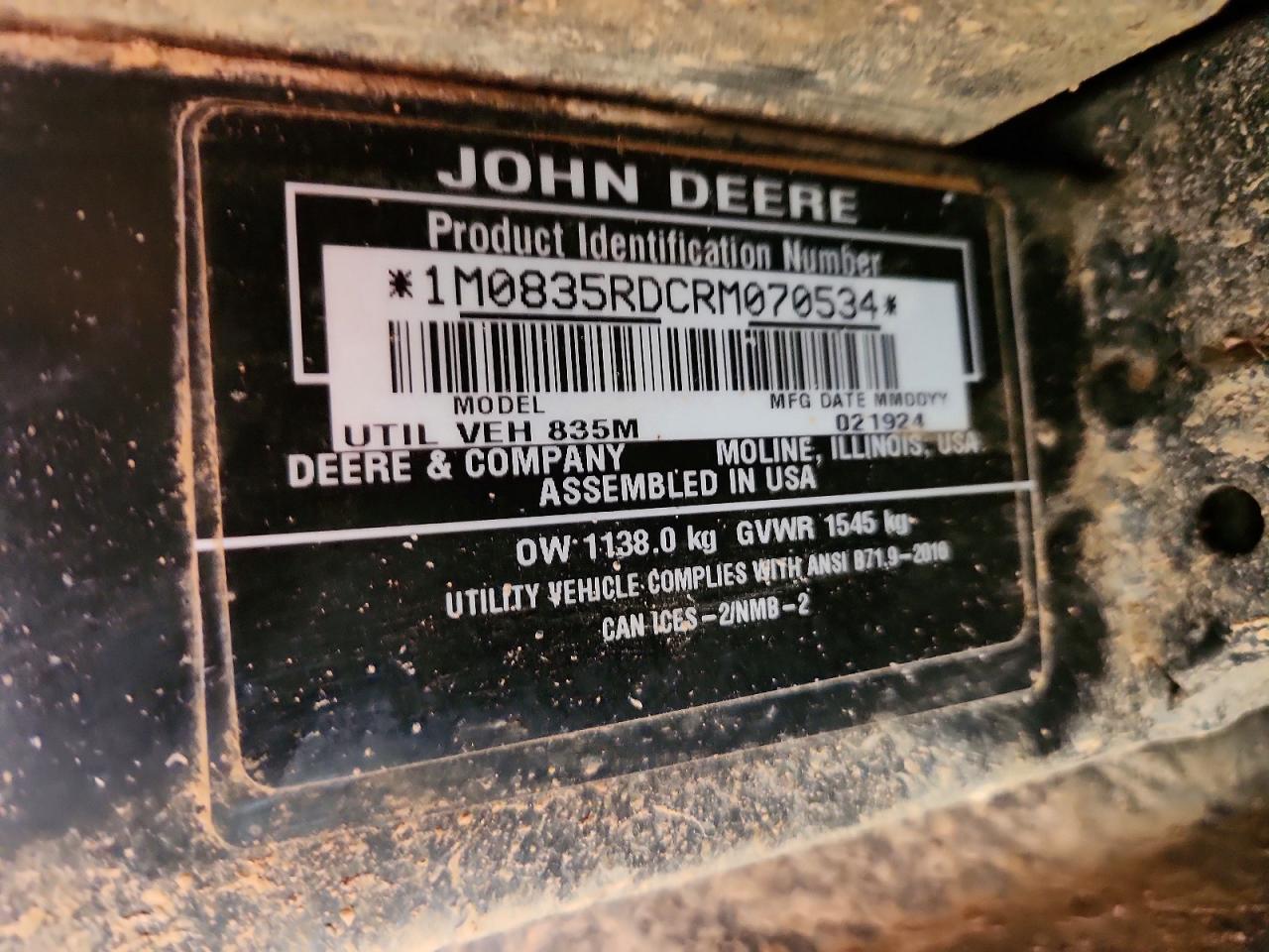 2024 JOHN Xuv835r VIN 1M0835RDCRM070534 photo 10