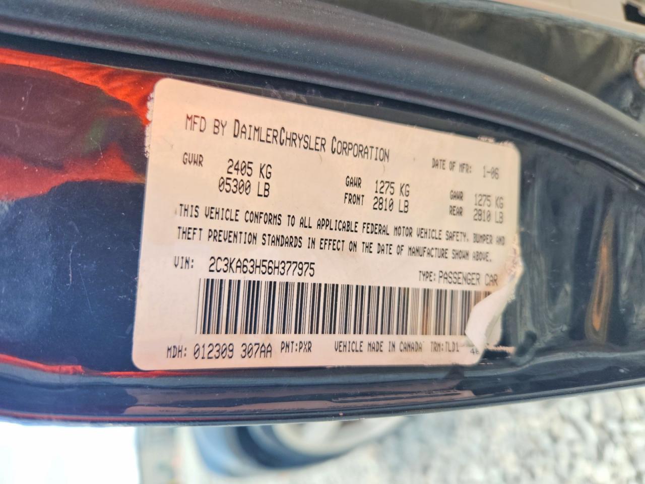 2006 Chrysler 300 VIN 2C3KA63H56H377975 photo 12