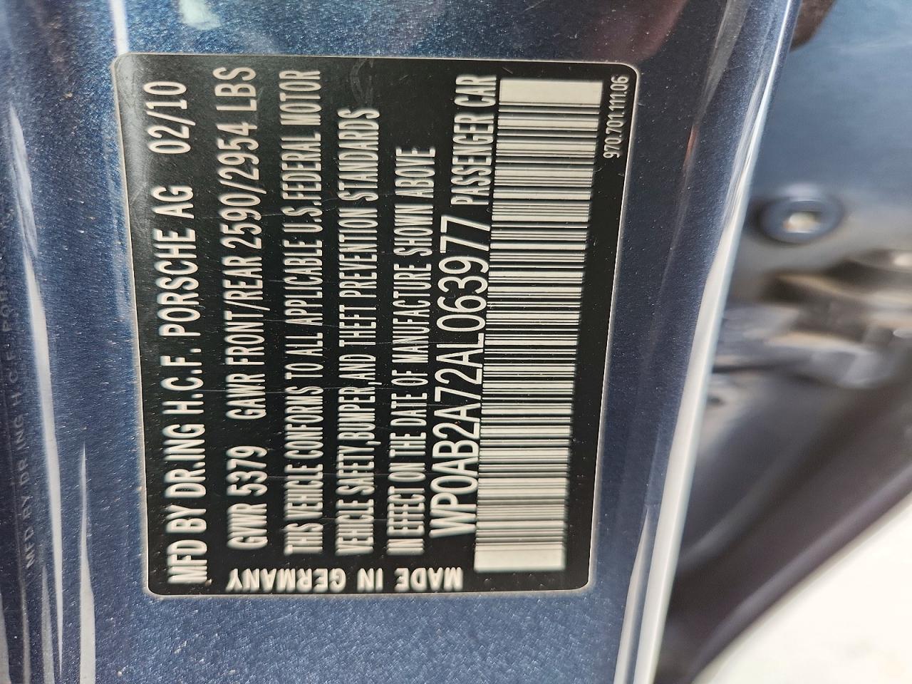 2010 PORSCHE Panamera VIN WP0AB2A72AL063977 photo 12
