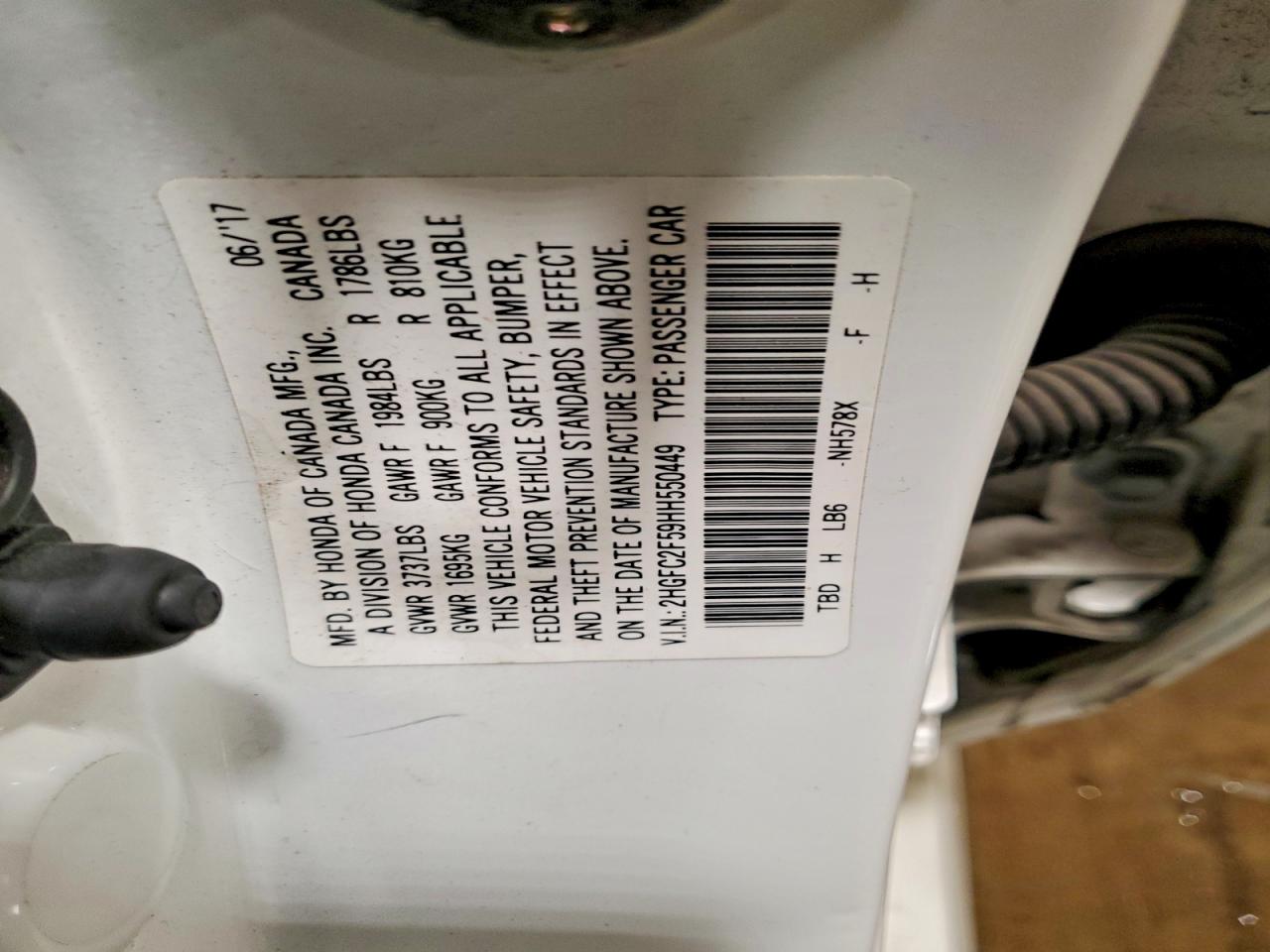 2017 Honda Civic VIN 2HGFC2F59HH550449 photo 12