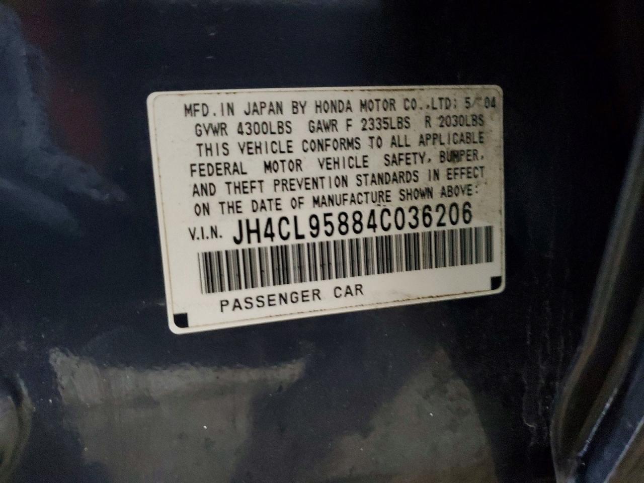 2004 Acura Tsx VIN JH4CL95884C036206 photo 12
