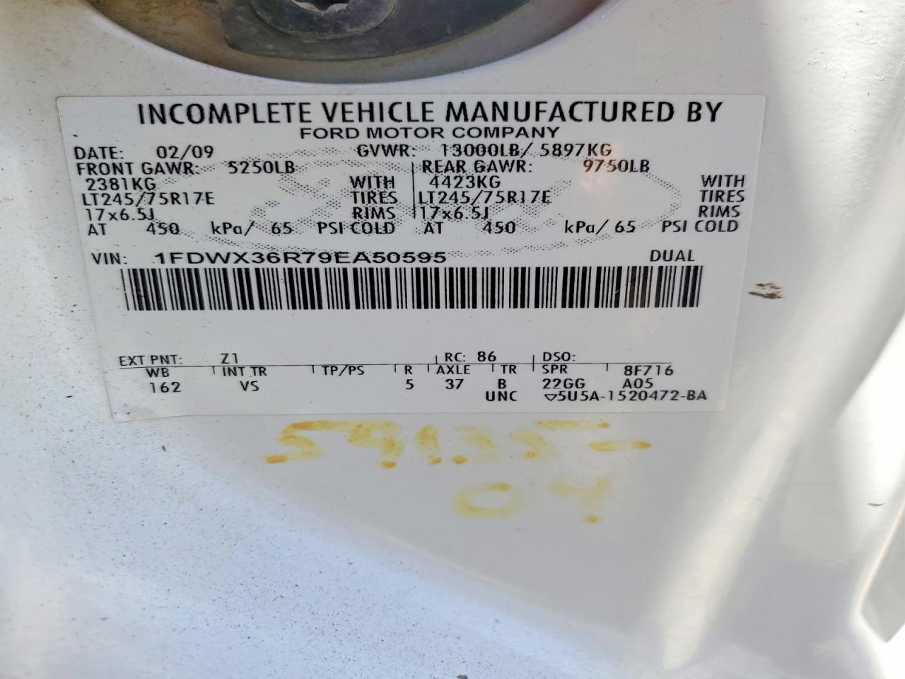 2009 FORD F350 VIN 1FDWX36R79EA50595 photo 12