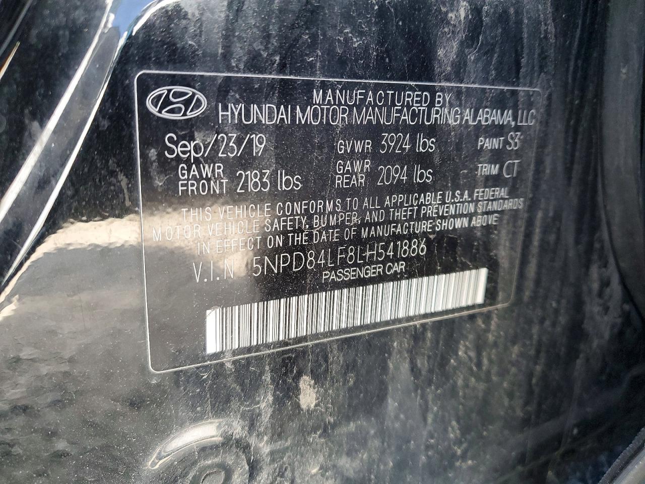 2020 Elantra VIN 5NPD84LF8LH541886 photo 12