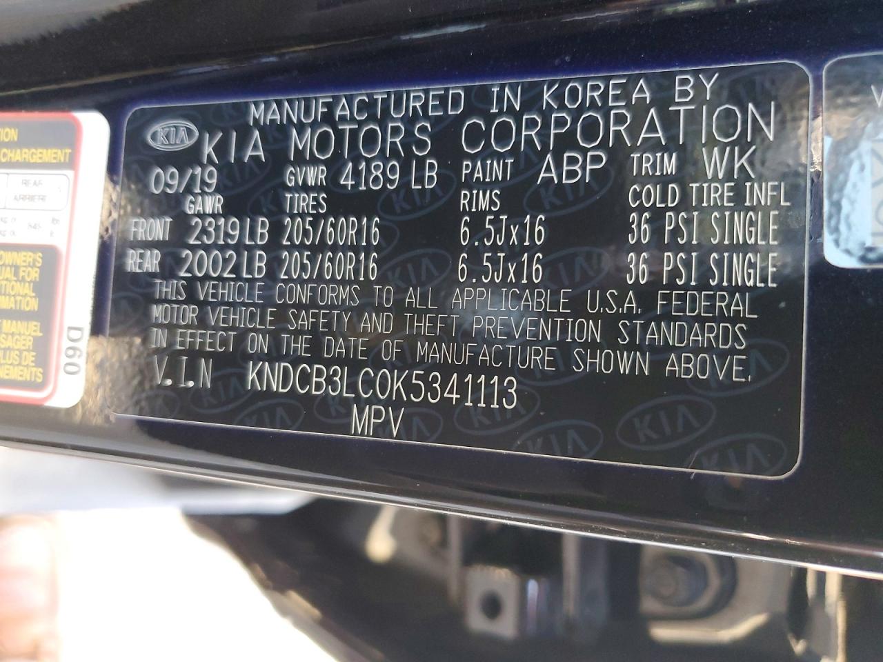 2019 Kia Niro VIN KNDCB3LC0K5341113 photo 12