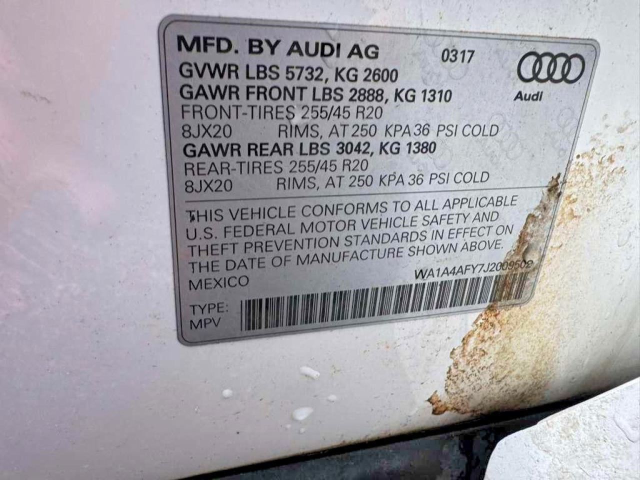 2018 AUDI Sq5 VIN WA1A4AFY7J2009502 photo 10