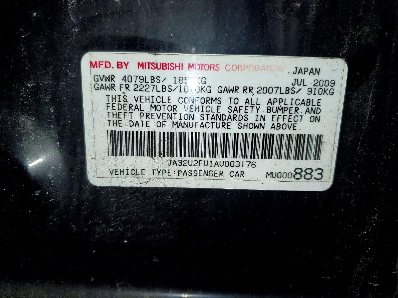 2010 Mitsubishi Lancer VIN JA32U2FU1AU003176 photo 12