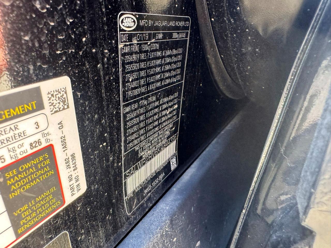 2019 Land Rangerover VIN SALWR2RV6KA844396 photo 10