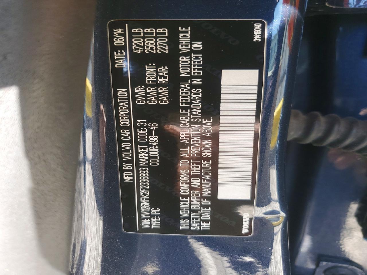 2015 Volvo S60 VIN YV126MFK2F2336893 photo 12