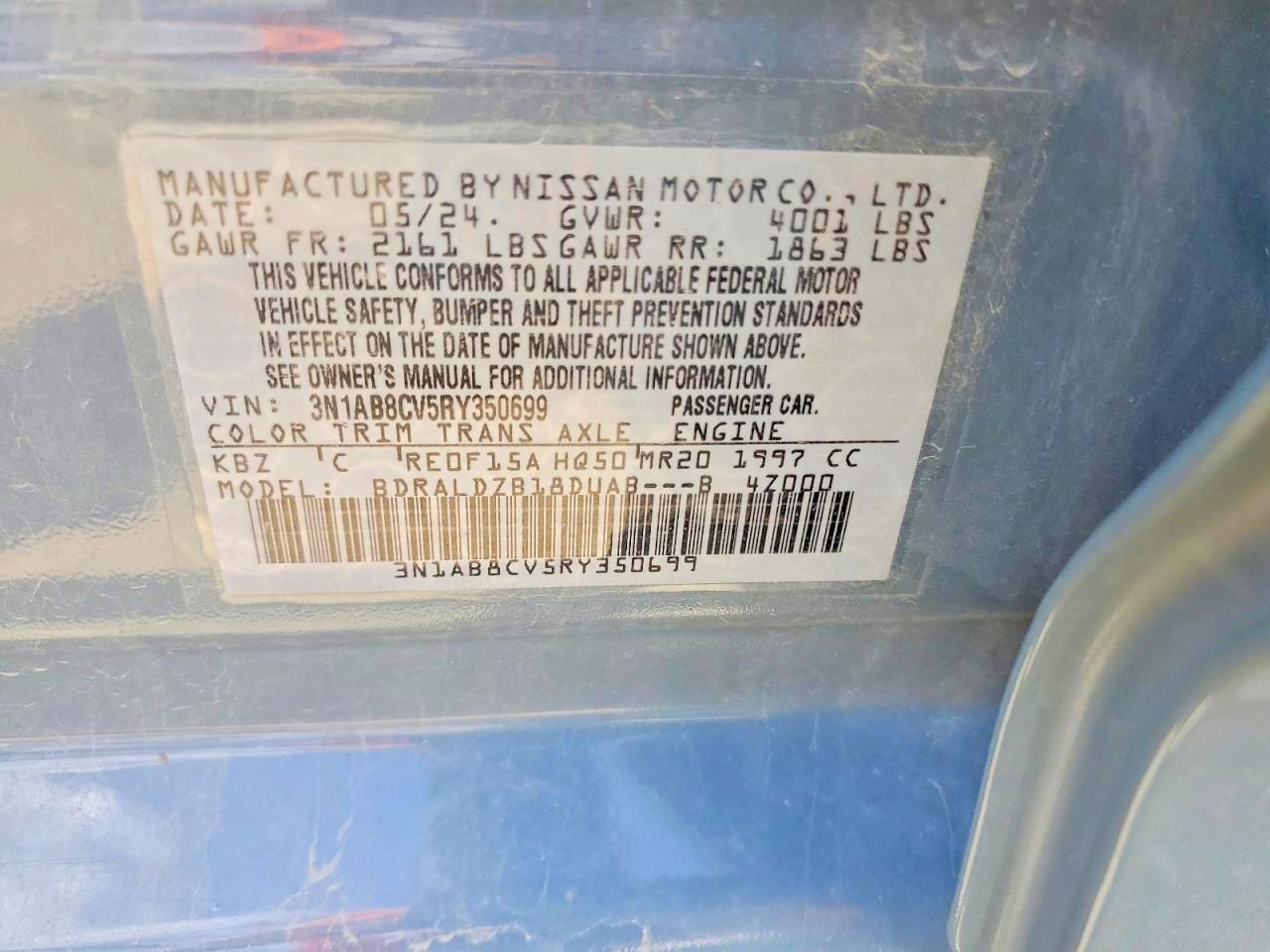 2024 NISS Sentra VIN 3N1AB8CV5RY35069X photo 10