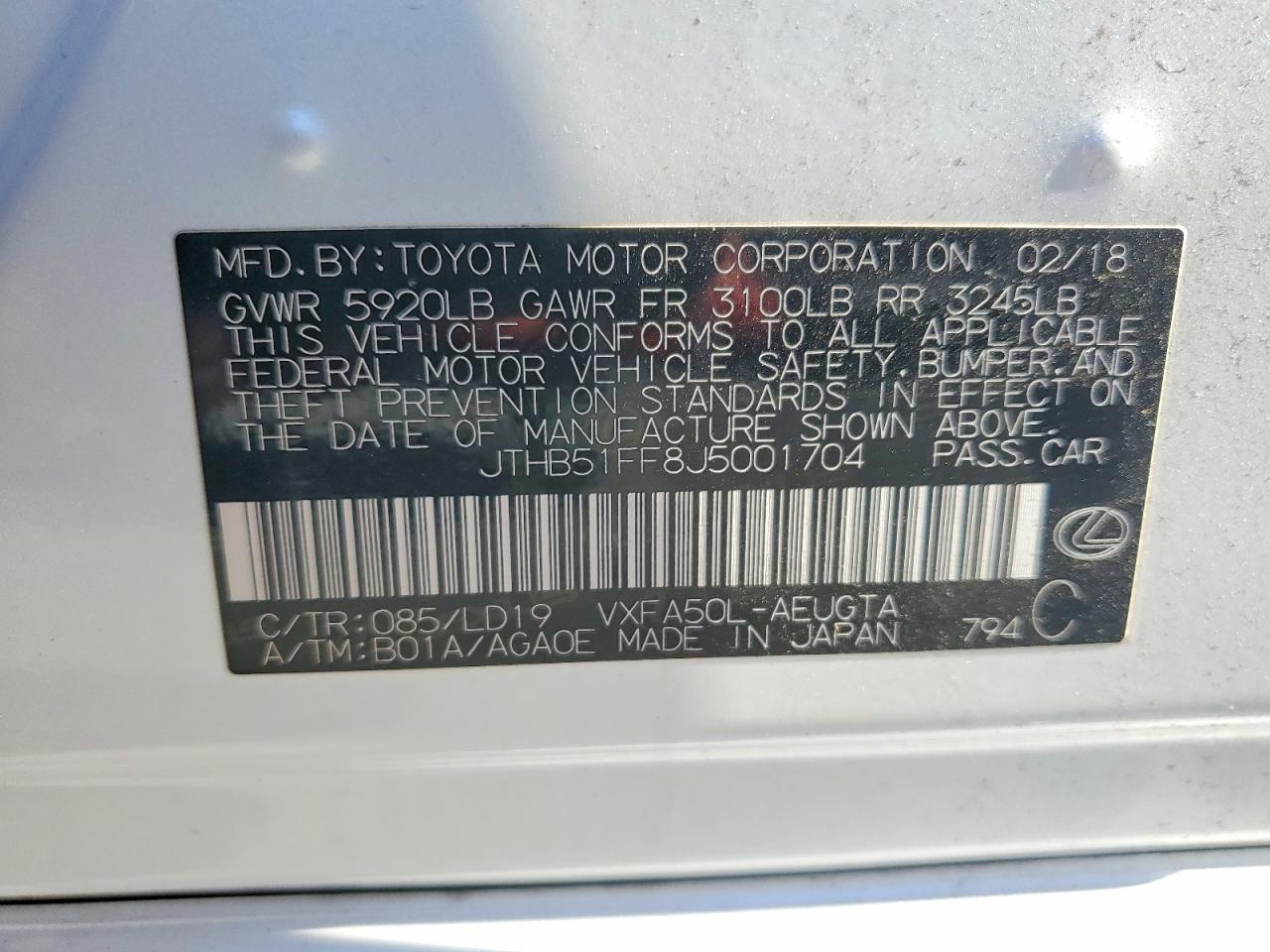 2018 Lexus Ls500 VIN JTHB51FF8J5001704 photo 12