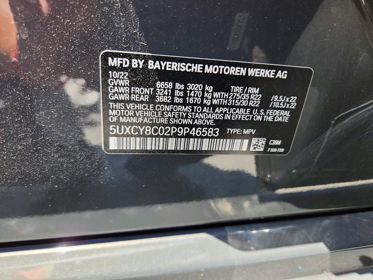 2023 BMW X6 VIN 5UXCY8C02P9P46583 photo 12
