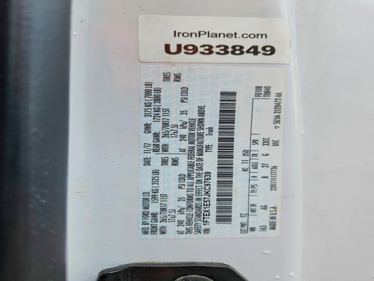 2018 Ford F150 VIN 1FTEX1E57JKC97639 photo 12