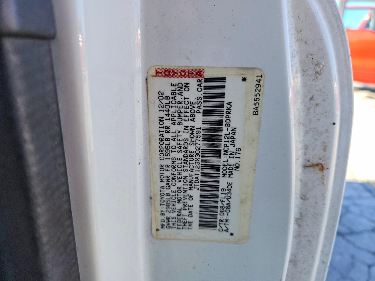 2003 Toyota Echo VIN JTDAT123X30277591 photo 12