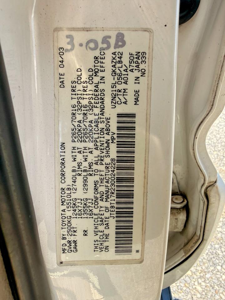 2003 Toyota 4runner VIN JTEBT17R230024228 photo 10