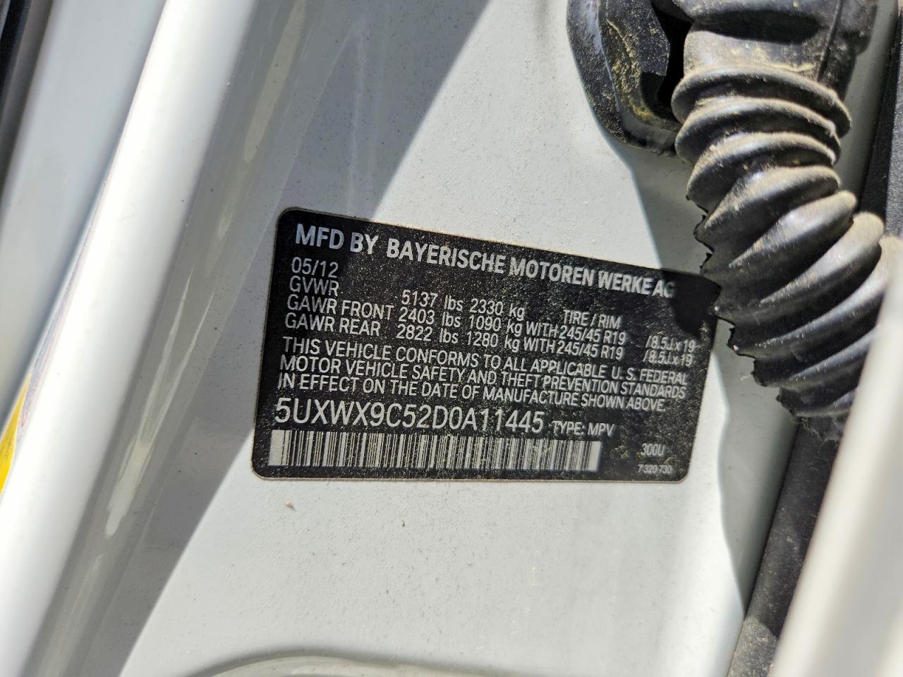 2013 BMW X3 VIN 5UXWX9C52D0A11445 photo 12
