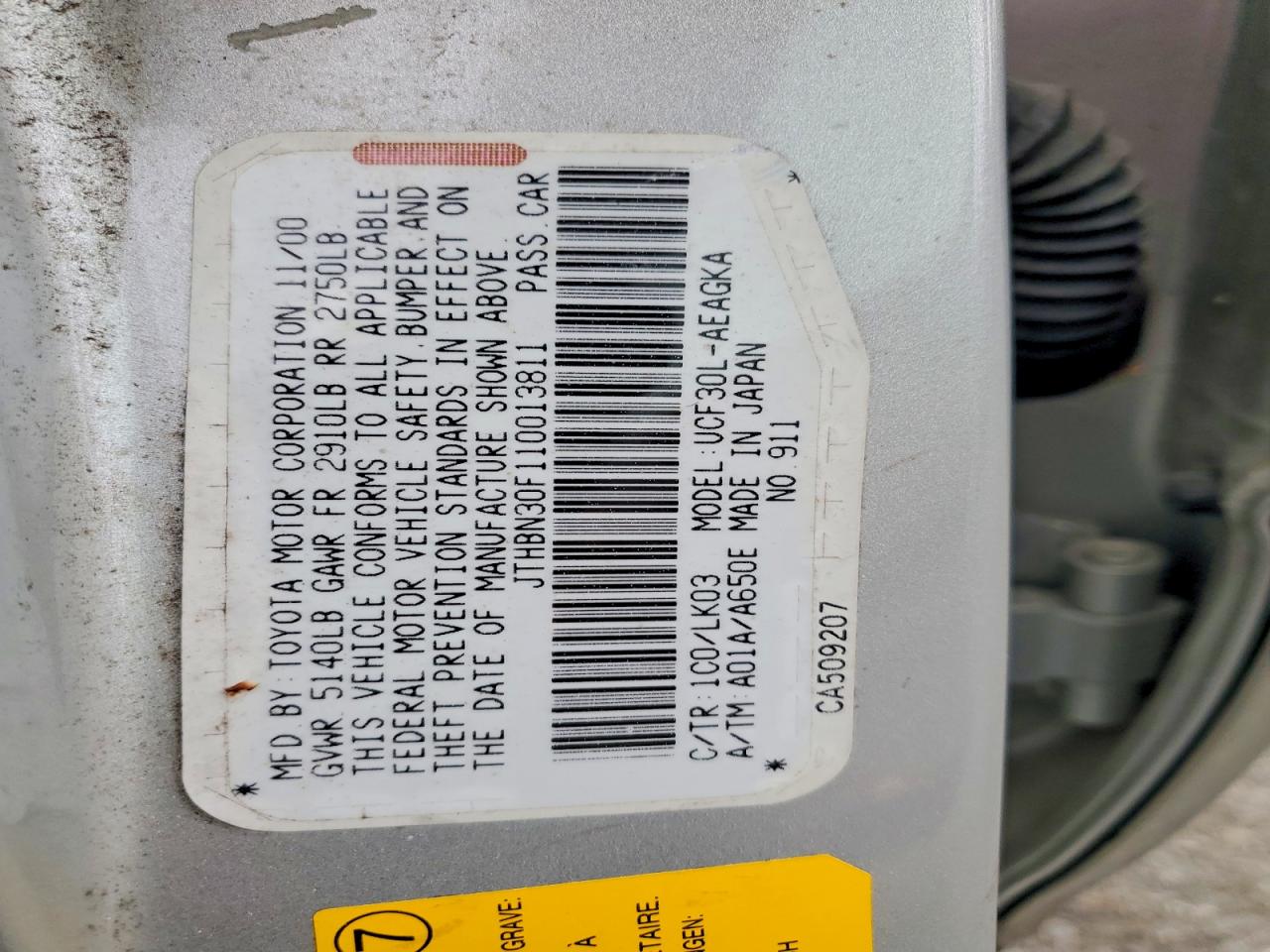 2001 Lexus Ls430 VIN JTHBN30F110013811 photo 12