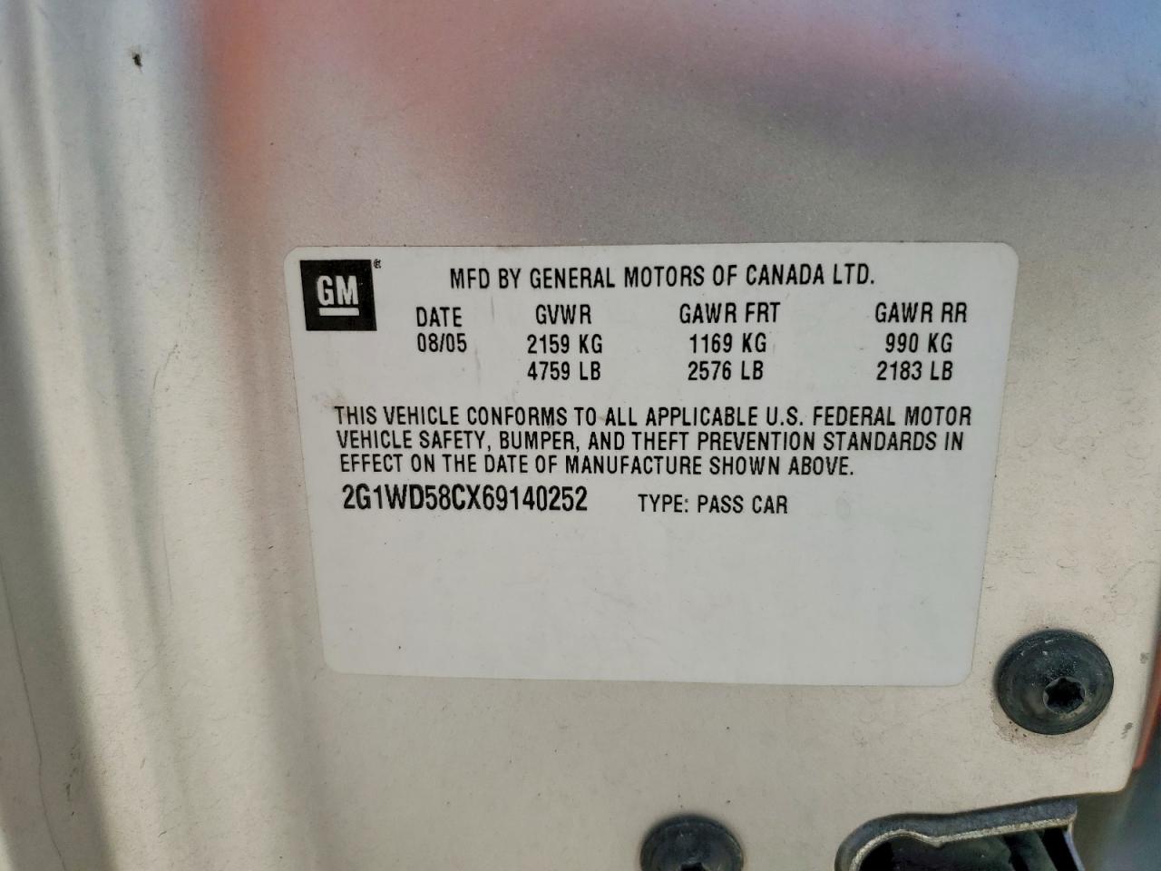 2006 CHEVROLET Impala VIN 2G1WD58CX69140252 photo 12