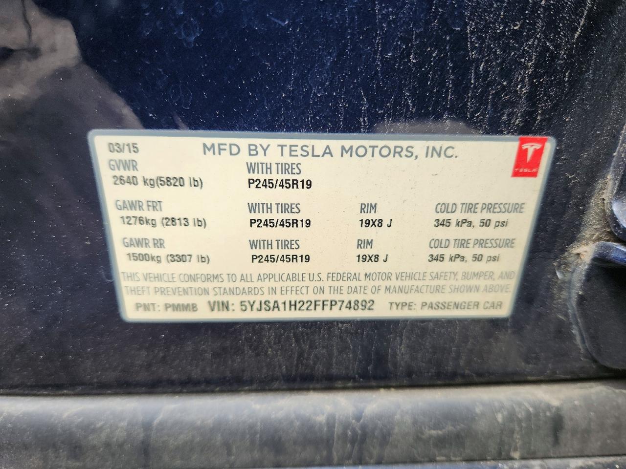 2015 Tesla Model s VIN 5YJSA1H22FFP74892 photo 12