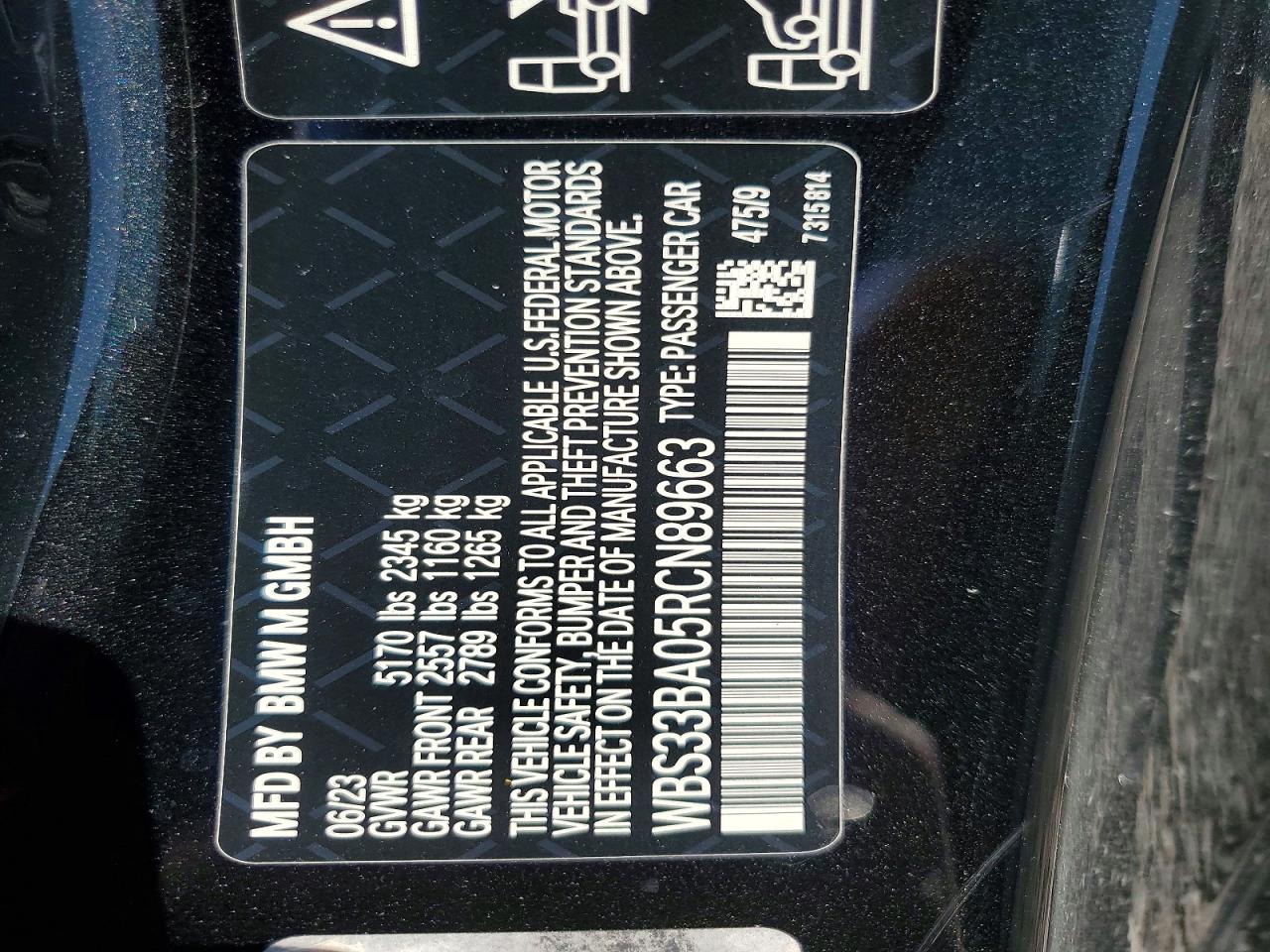 2024 BMW M4 VIN WBS33BA05RCN89663 photo 12