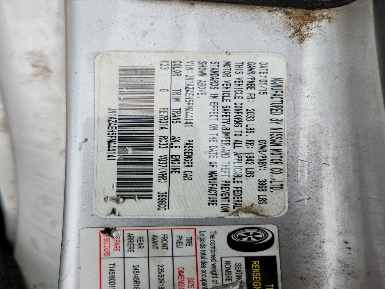 2015 Nissan 370z VIN JN1AZ4EH5FM444141 photo 12