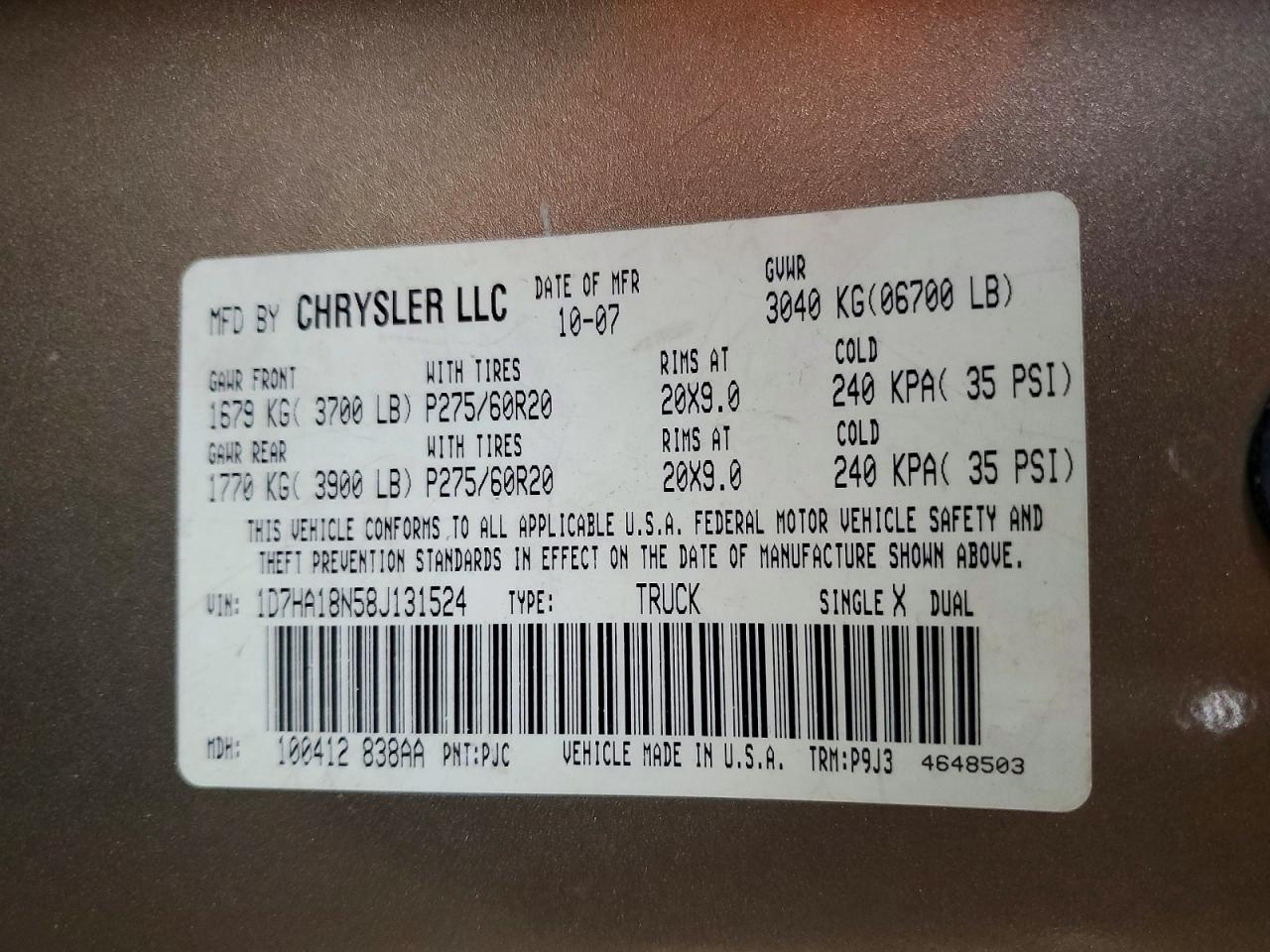 2008 Dodge Ram 1500 VIN 1D7HA18N58J131524 photo 12