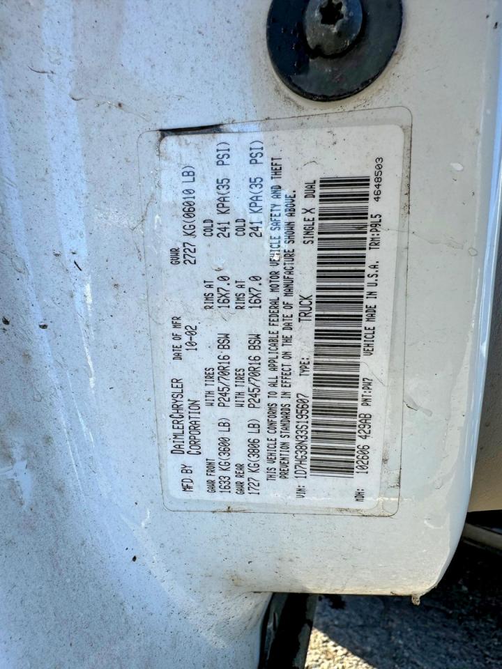2003 Dodge Dakota VIN 1D7HG38N33S195607 photo 10