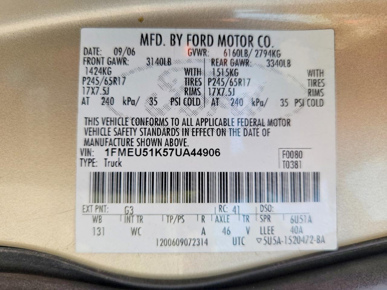 2007 Ford Explorer VIN 1FMEU51K57UA44906 photo 12