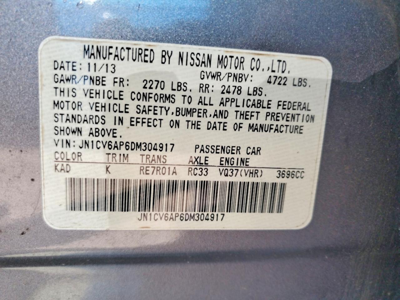 2013 Infiniti G37 VIN JN1CV6AP6DM304917 photo 12