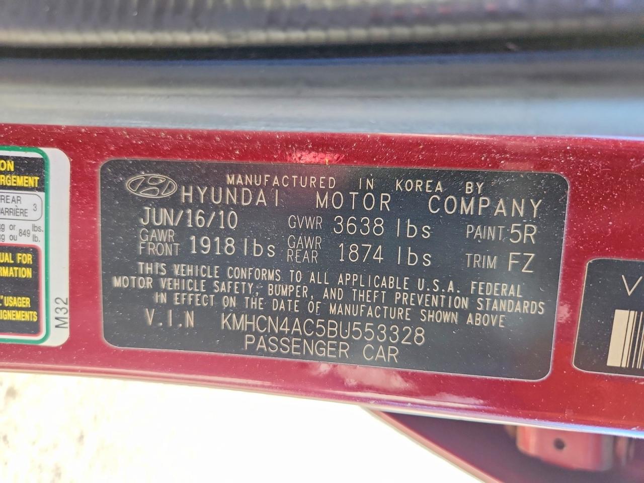 2011 Hyundai Accent VIN KMHCN4AC5BU553328 photo 12