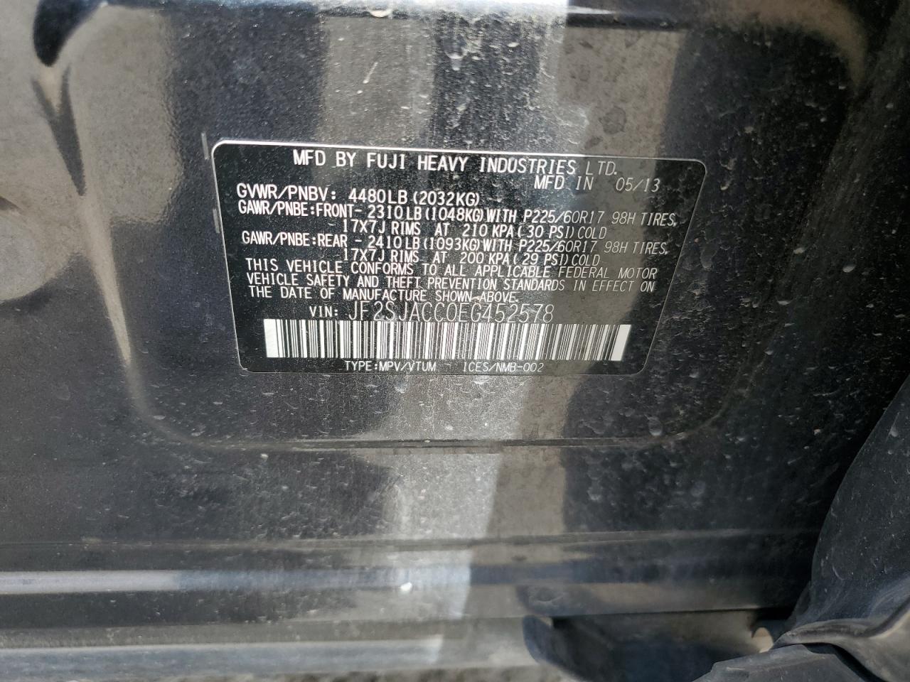 2014 SUBARU Forester VIN JF2SJACC0EG452578 photo 12
