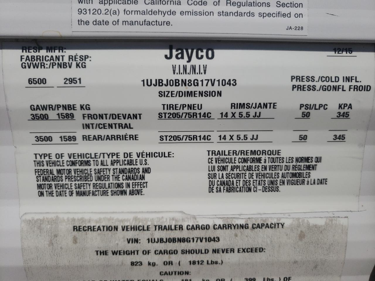 2016 JAYCO JAY FLIGHT VIN 1UJBJ0BN8G17V1043 photo 10