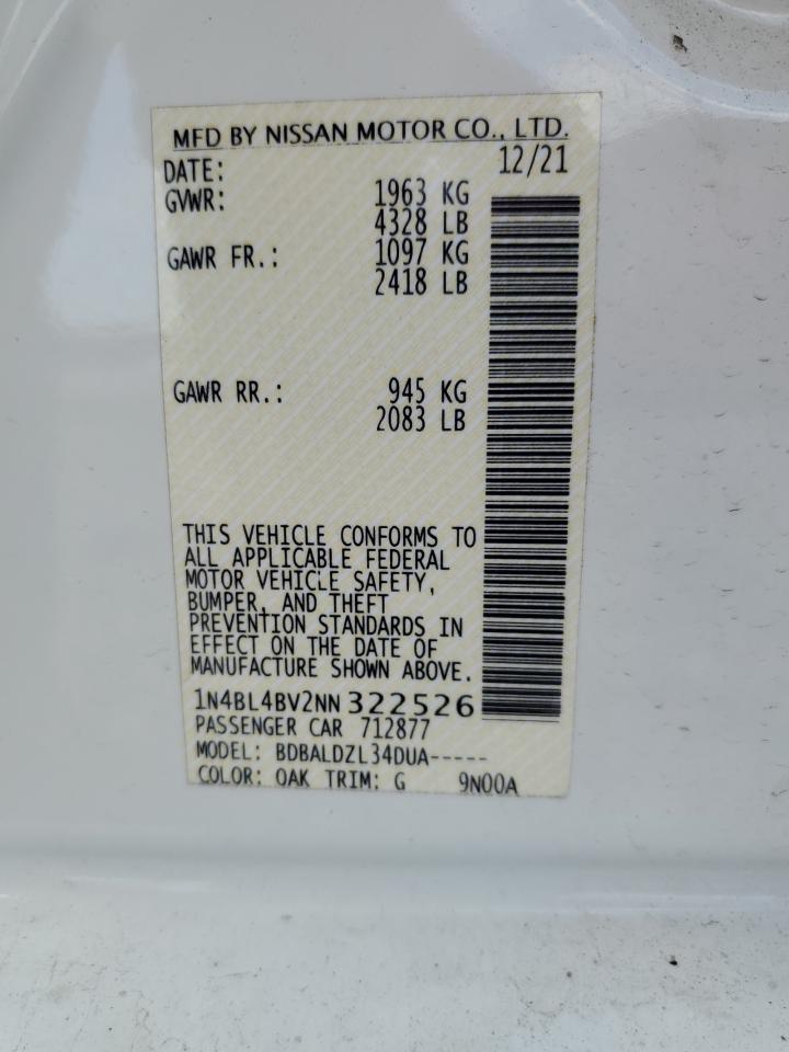 2022 NISSAN Altima VIN 1N4BL4BV2NN322526 photo 12