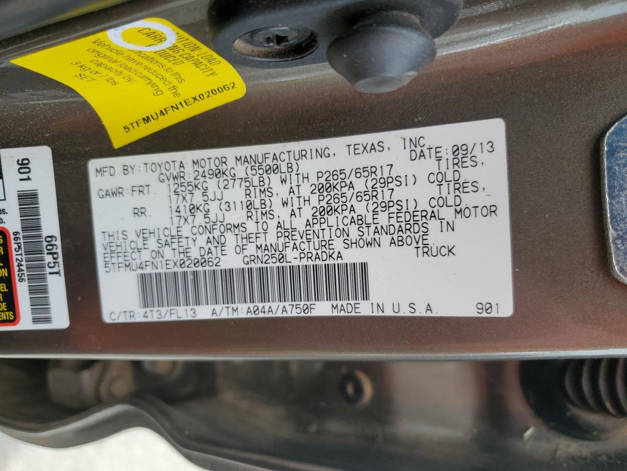 2014 TOYOTA Tacoma VIN 5TFMU4FN1EX020062 photo 12