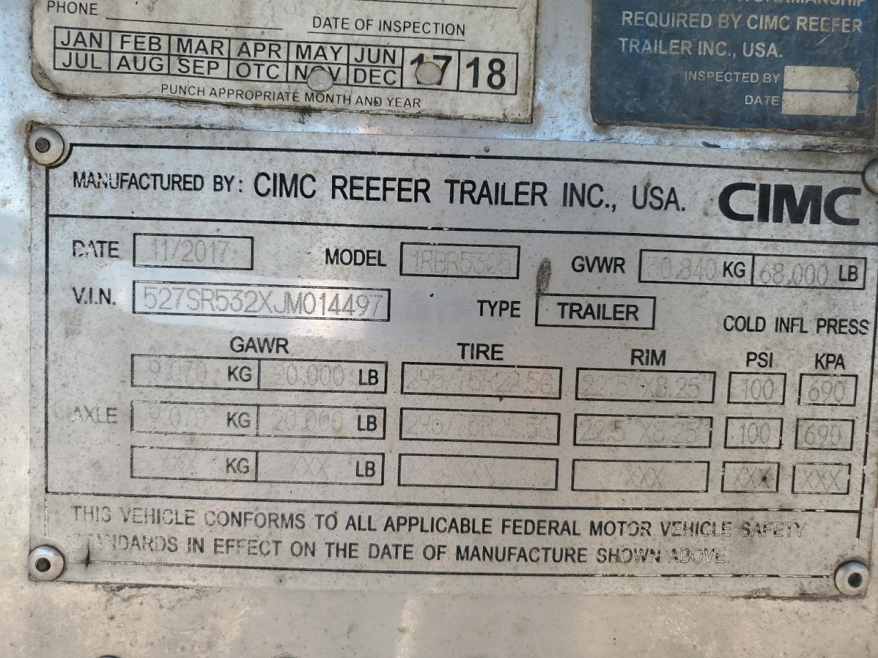2018 UTILITY REEFER 53' VIN 527SR532XJM014497 photo 10