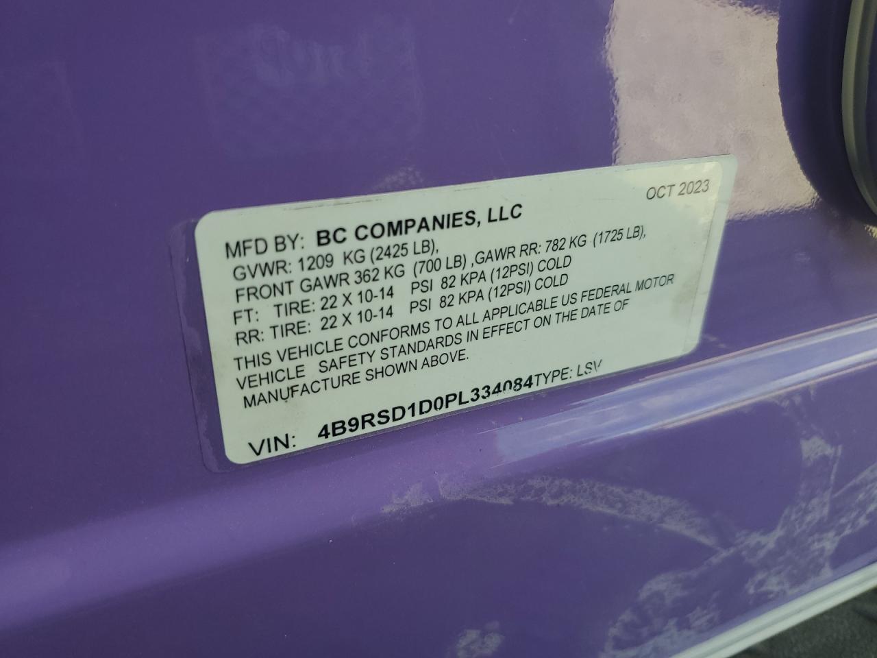2023 ROYAL TAG GOLF CART VIN 4B9RSD1D0PL334084 photo 10