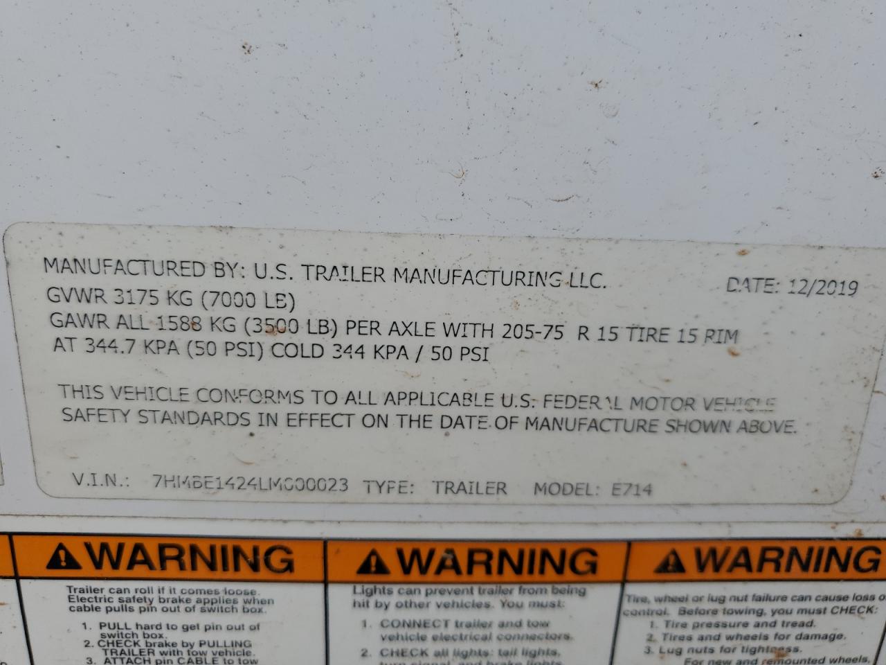 2019 UTILITY TRAILER VIN 7HMBE1424LM000023 photo 10