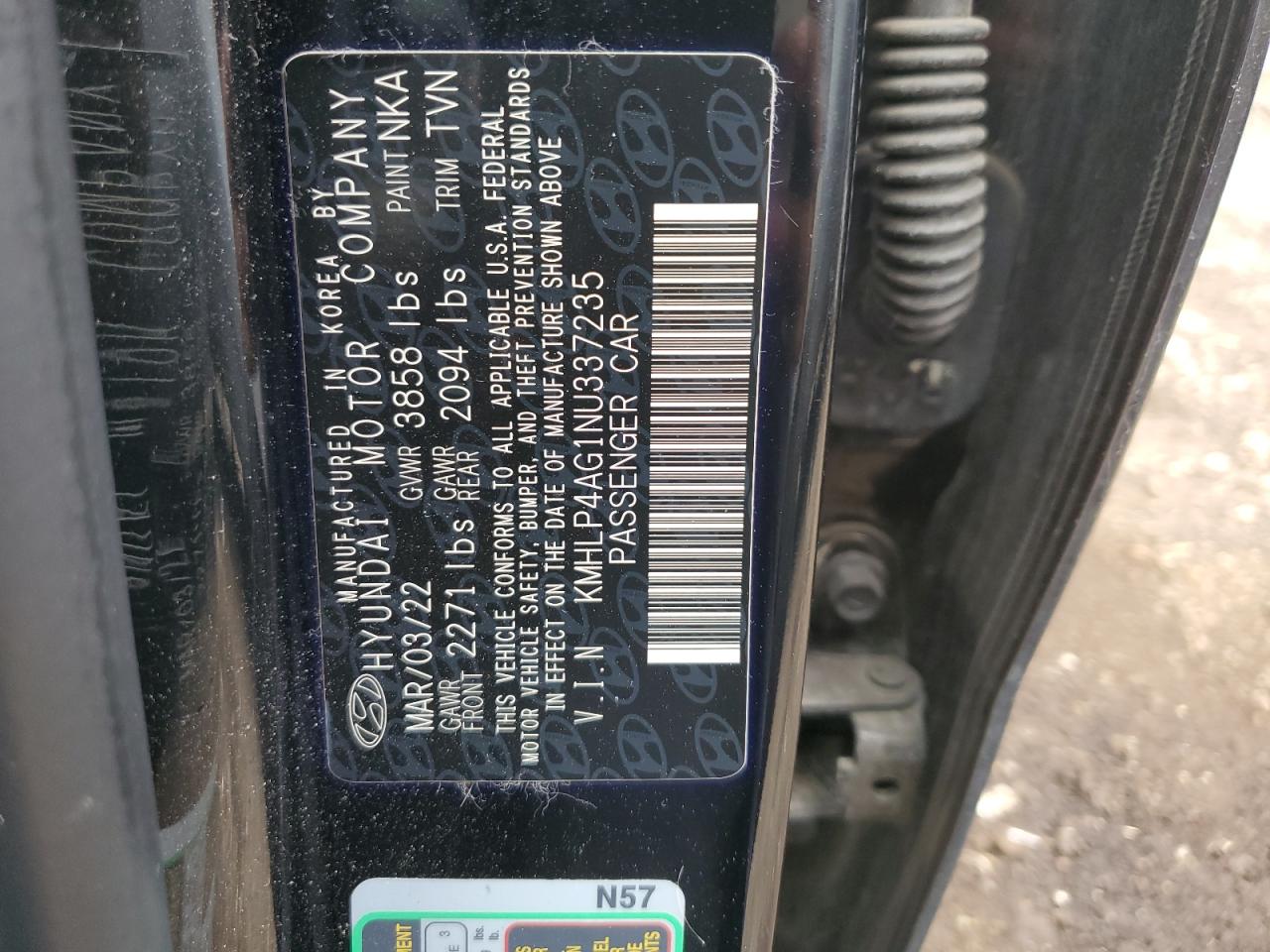 2022 HYUNDAI Elantra VIN KMHLP4AG1NU337235 photo 12