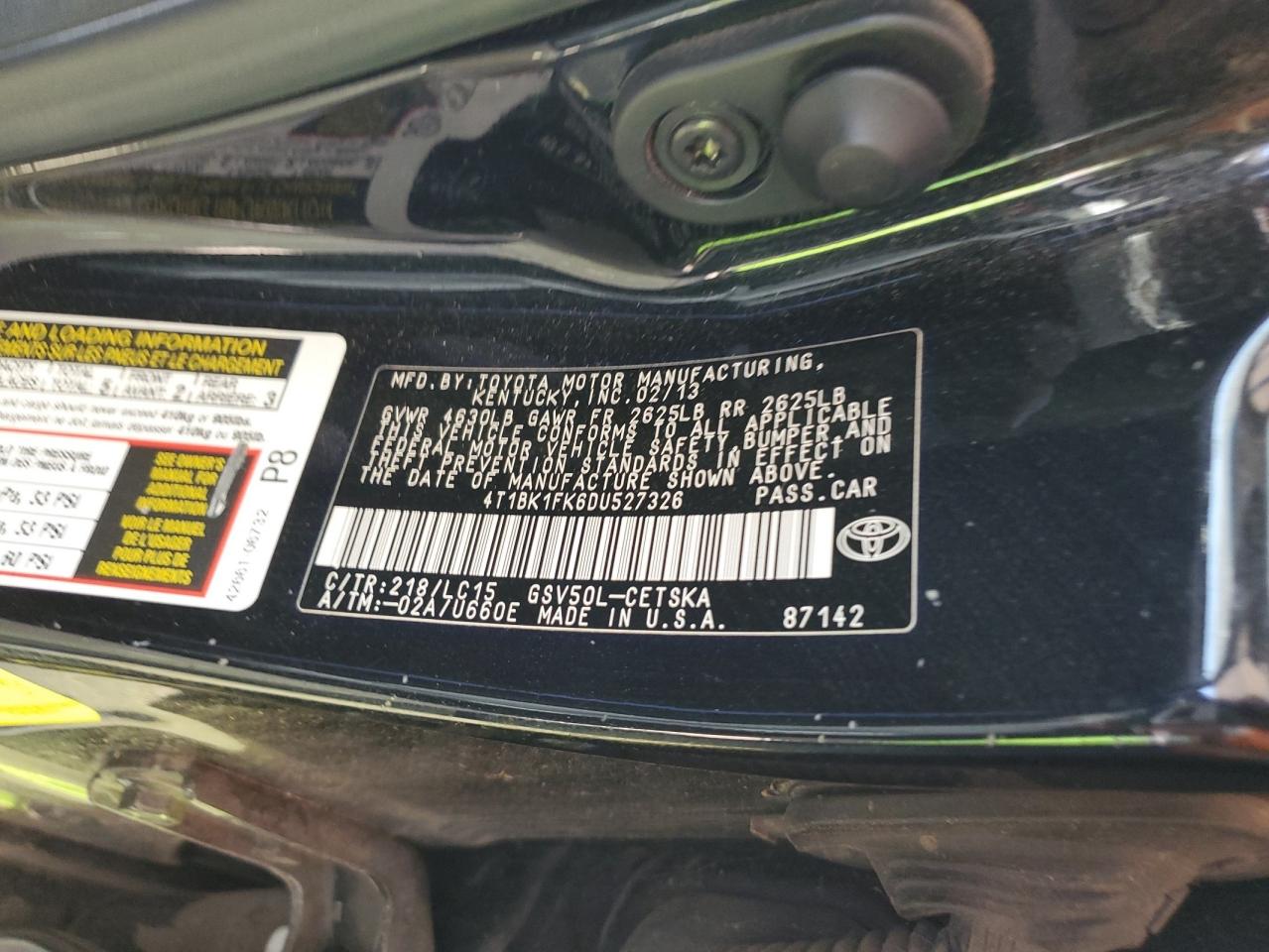 2013 TOYOTA Camry VIN 4T1BK1FK6DU527326 photo 12
