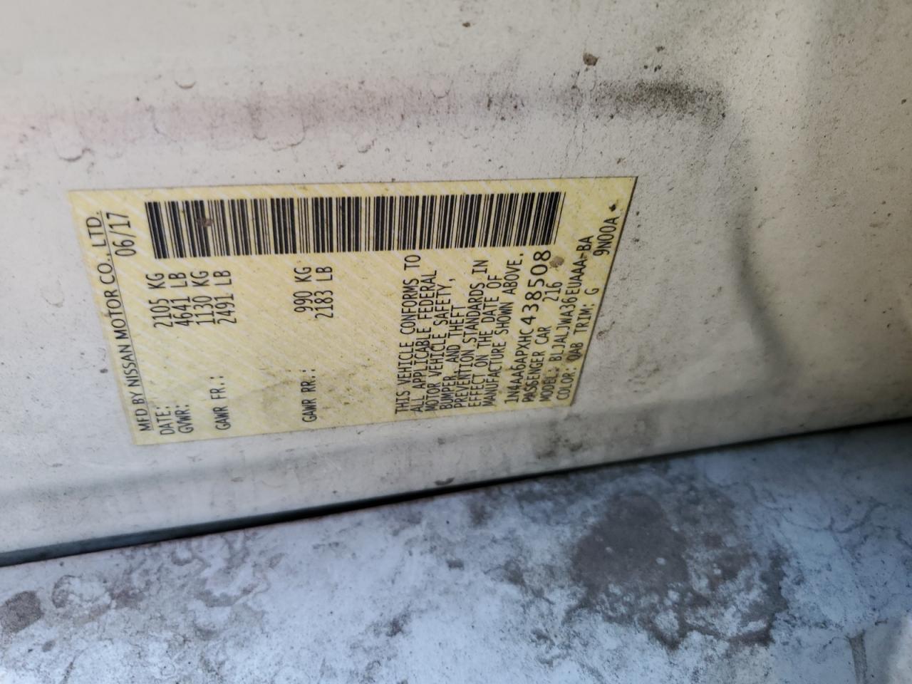 2017 NISSAN Maxima VIN 1N4AA6APXHC438508 photo 12